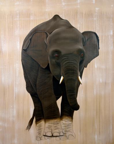  elephas maximus éléphanteau asie delete extinction protégé disparition  Thierry Bisch artiste peintre contemporain animaux tableau art décoration biodiversité conservation 